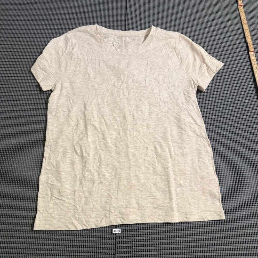J.Crew Factory Girlfriend Tee Womens Small Beige Slub Short Sleeve Crewneck